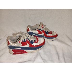 Nike Air Max 90 Kids Boy Girl Red White Blue Lace Up Sneaker